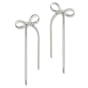 NWT Silver Bow Drop Earrings